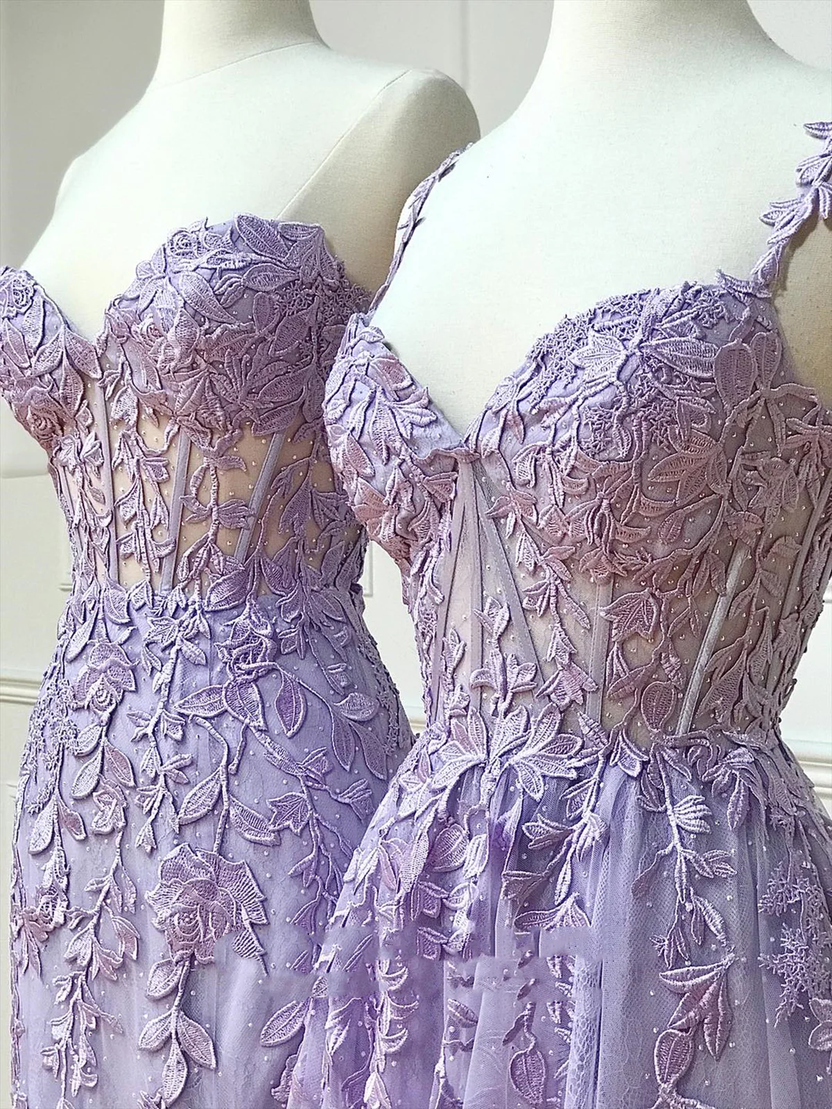Simple Long Purple Lace Prom Dresses Evening Dress P2192 – PreppyDress