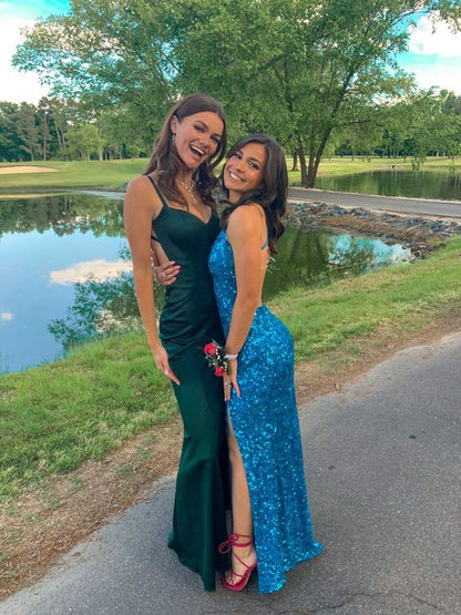 Simple Mermaid Dark Green Backless Long Prom Dresses Formal Dress P2215 - AS PHOTO / US2 Simple Mermaid Dark Green Backless Long Prom Dresses Formal Dress P2215 - AS PHOTO / US2