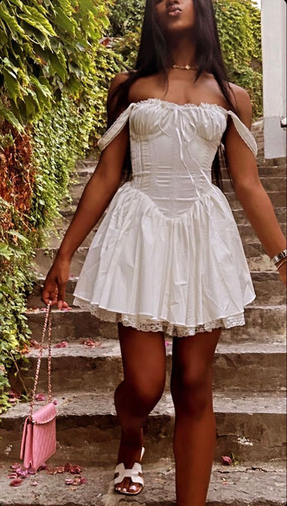 Sexy A line Off The Shoulder White Lace Short Homecoming Dress P2249 PreppyDress Sexy A line Off The Shoulder White Lace Short Homecoming Dress P2249 PreppyDress