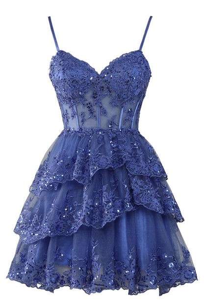 Sexy A Line Lace Short Navy Blue Homecoming Dress P2277 PreppyDress Sexy A Line Lace Short Navy Blue Homecoming Dress P2277 PreppyDress