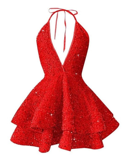 Kurzes Homecoming-Kleid Glitzer-Pailletten A-Linie Mini-Homecoming-Kleider P2279