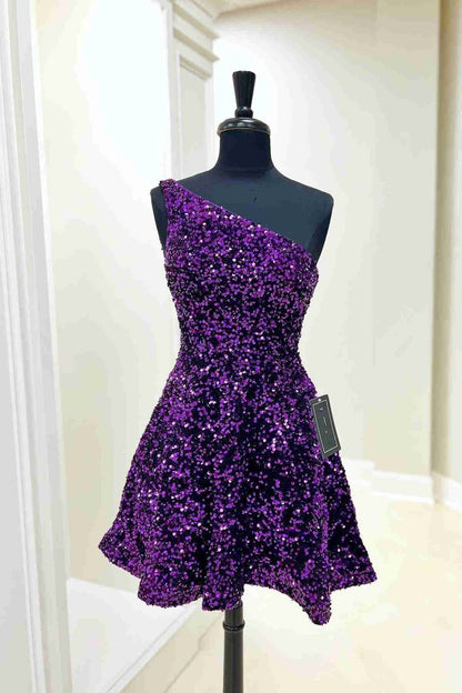 Einfaches A-Linien-Heimkehrkleid mit kurzen königsblauen Pailletten P2287