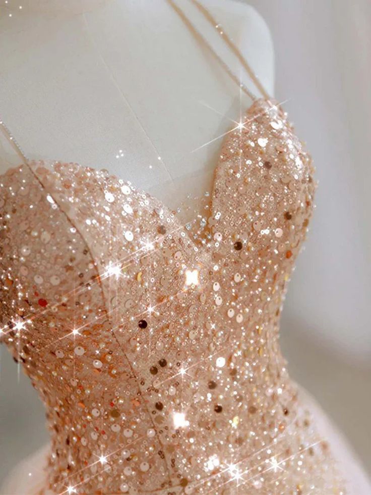 Hot Shiny A line Spaghetti Straps Sleeveless Sequin Tulle Long Prom Dresses P2298