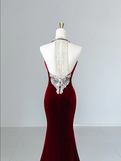 Modest Mermaid Scoop Neckline Burgundy Velvet Long Party Dress Prom Dr PreppyDress Modest Mermaid Scoop Neckline Burgundy Velvet Long Party Dress Prom Dr PreppyDress