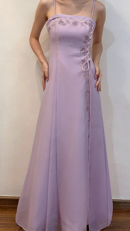 Pretty A Line Spaghetti Straps Pink Evening Dress Long Prom Dresses P2335