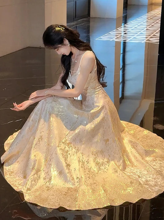 Pretty A Line Spaghetti Straps Lace Satin Prom Dresses Evening Gowns P2349