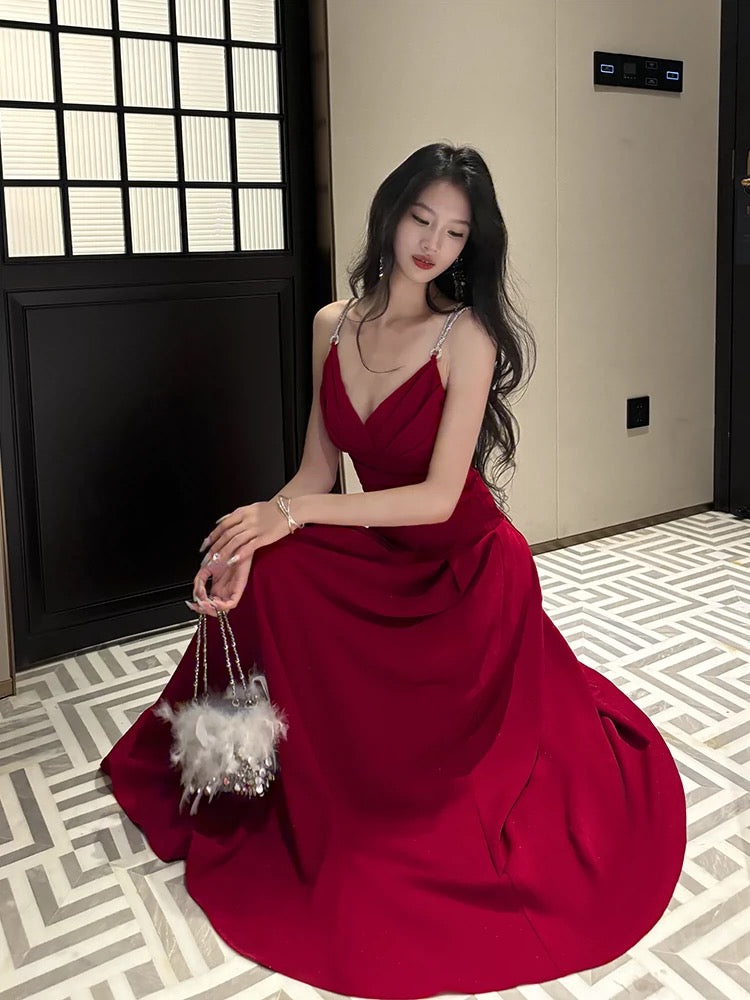 Pretty A Line Spaghetti Straps Red Knee Length Prom Dresses Evening Go – PreppyDress