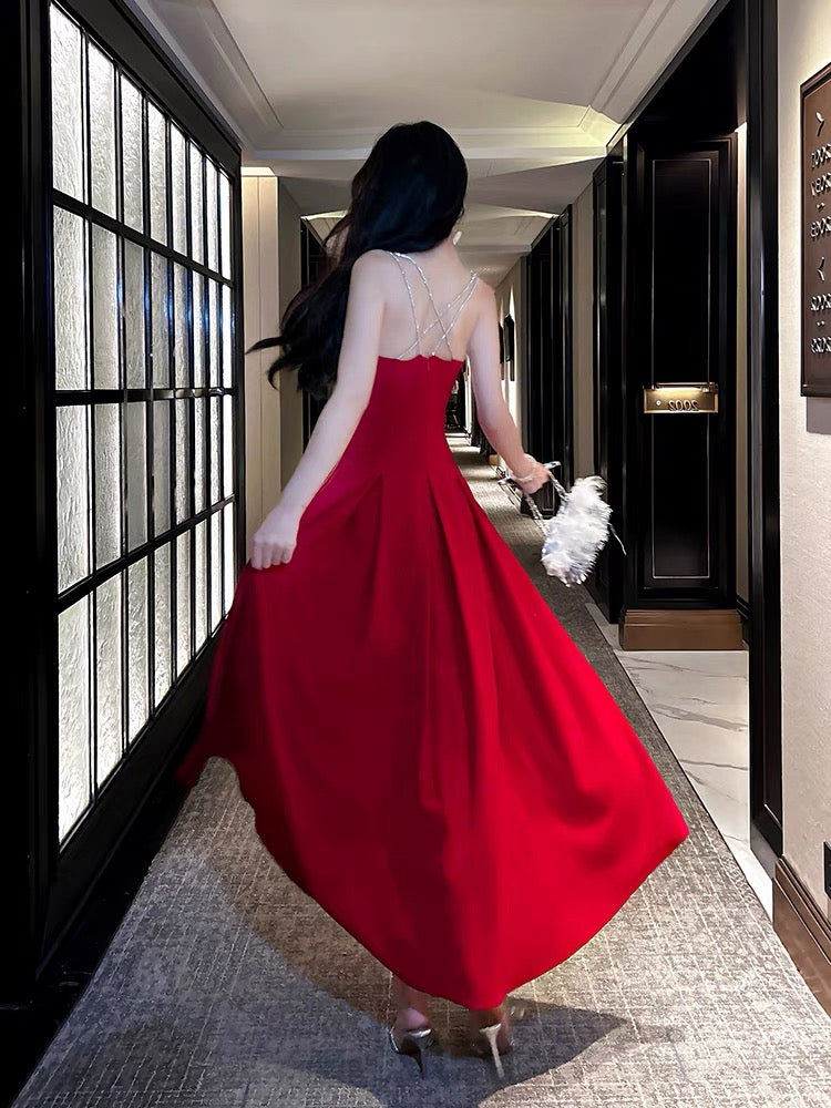 Pretty A Line Spaghetti Straps Red Knee Length Prom Dresses Evening Go – PreppyDress