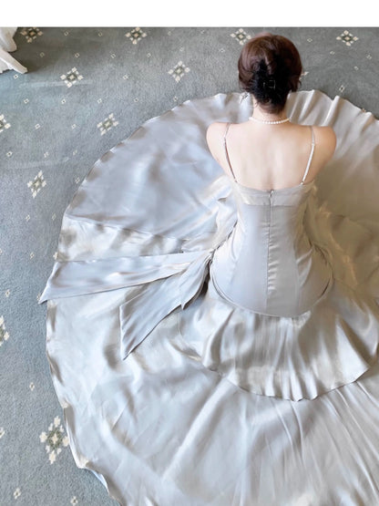 Modest Mermaid Spaghetti Straps Long Prom Dresses Birthday Party Dress Evening Gowns P2356