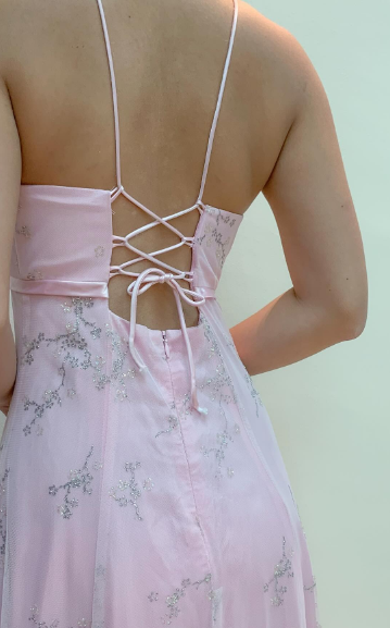 Robe de Soirée en Mousseline Rose Coupe Droite Col V Chic Longue pour Bal de Promo P2363