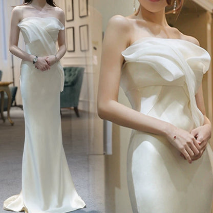 Robes de mariée sirène longues bustier blanches vintage P2400
