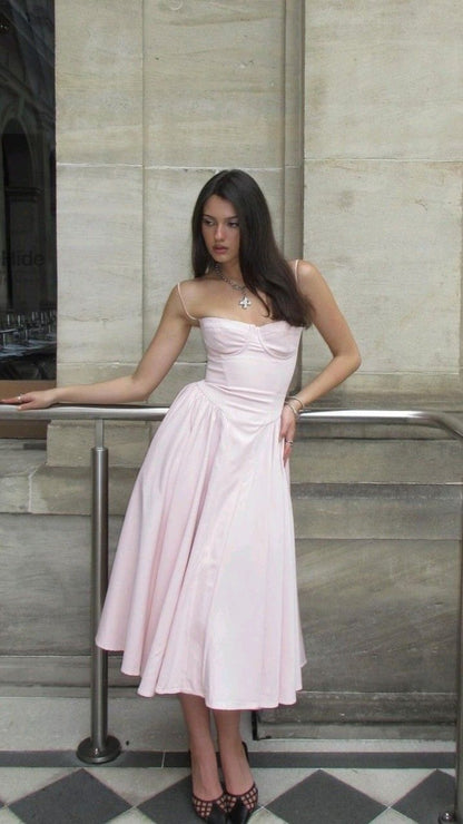 Bescheidene A-Linie Spaghettiträger Rosa Satin Ballkleider Geburtstags-Outfits P2434