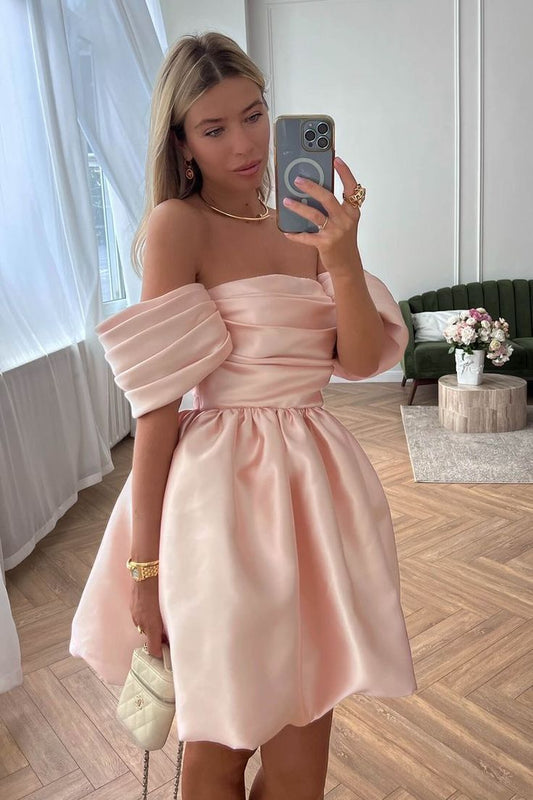 17th Birthday Dresses Puff Sleeve Mini Sexy Birthday Outfits Homecoming Dress P2459