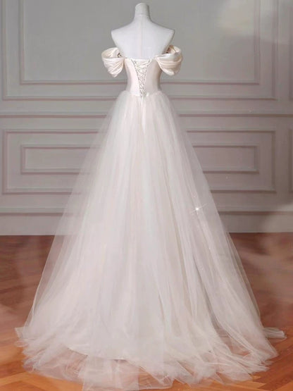Robe de bal longue en satin vintage fourreau à épaules dénudées, robe de soirée P2468