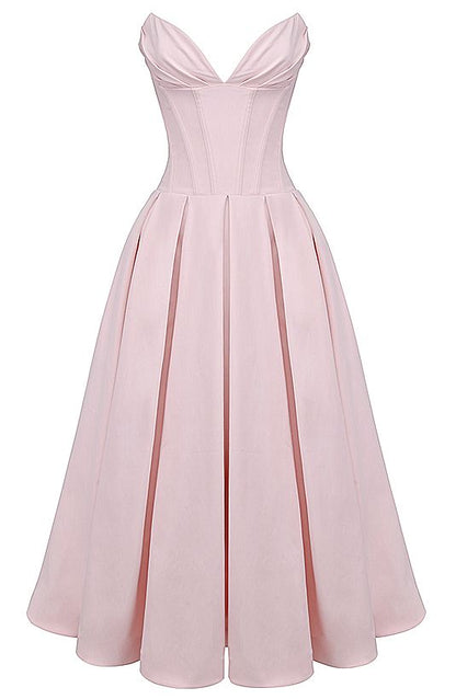 Einfaches A-Linien-Sweetheart-Abendkleid aus rosa Satin Ballkleider P2470