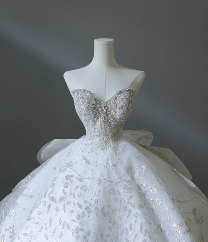 Dreamy Princess Strapless Rhinestone Back Strap Floor-Length Wedding D –  PreppyDress