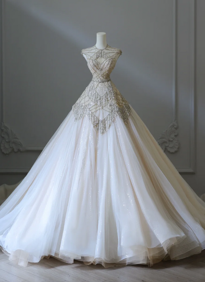 sachin and babi light blue dress Luxurious Champagne Sleeveless Beaded Rhinestone A-Line Floor-Length T –  PreppyDress