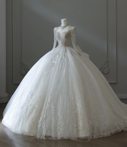 Sparkling Galaxy Long Sleeve A-Line Tulle Floor-Length Wedding Dress w PreppyDress Sparkling Galaxy Long Sleeve A-Line Tulle Floor-Length Wedding Dress w PreppyDress