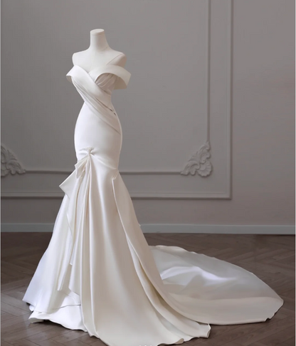 simple dupion silk mermaid wedding dress Simple Dupion Silk Mermaid Wedding Dress