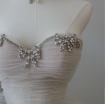 Glitzernde Galaxie Sweetheart-Ausschnitt Mehrlagiges Tüll A-Linie Bodenlanges Brautkleid P2570