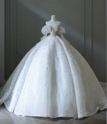 Verträumtes Süßes Prinzessinnen Herzförmiger Hals Strass Bodenvorschlag Hochzeitskleid P2572