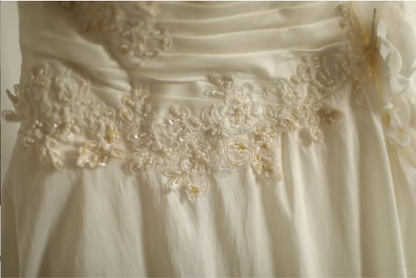 Retro palace irregular white satin beaded tube top wedding dress P2802 PreppyDress Retro palace irregular white satin beaded tube top wedding dress P2802 PreppyDress