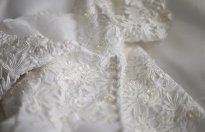 Vintage Square Neck Short Sleeve Satin Elegant Floor-Length Wedding Dress P2803