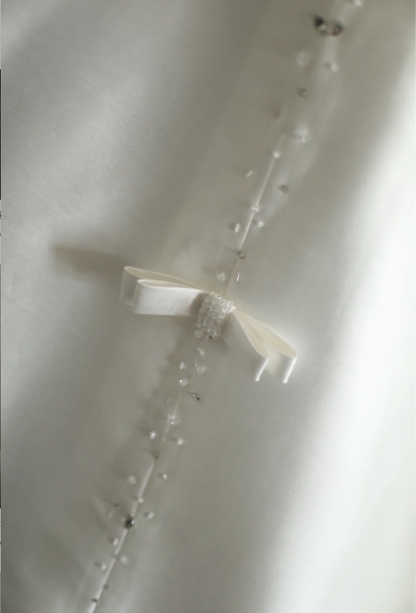 Retro Royal Princess Handbesticktes Schleifen-A-Linien Brautkleid aus Satin, bodenlang, P2808