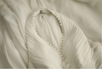 Romanischer Neckholder Chiffon Fishtail A-Linie Hochzeitskleid P2812