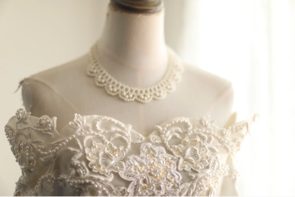 Retro Princess One Shoulder Long Sleeve Beaded Satin Back Butterfly Wedding Dress P2842
