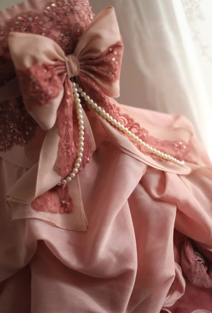 Rosa Rose unregelmäßig plissiert handgemachte Blume bauschige Prinzessin Hochzeitskleid P2845