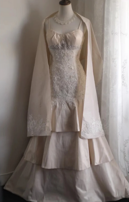 Retro Palast zartrosa Rock Torten mehrlagiges Hochzeitskleid P2860