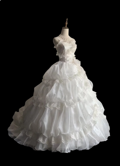Princess skirt irregular pleated white cake puffy wedding dress P2865 –  PreppyDress