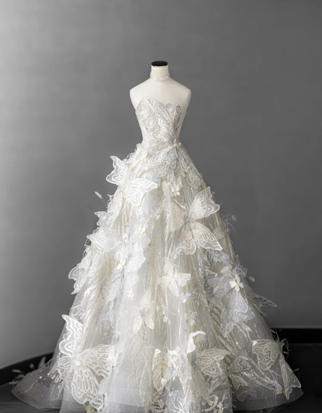 Dreamy 3D Butterfly Tulle A-Line Wedding Dress P2887 – PreppyDress