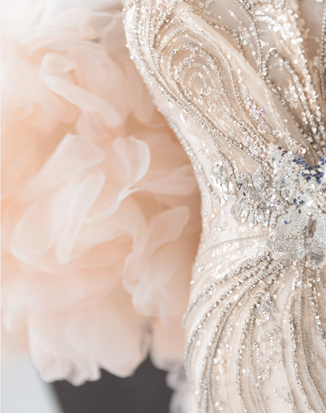 Elegant Champagne Pink Sequined Luxury Mermaid Wedding Dress P2888 PreppyDress Elegant Champagne Pink Sequined Luxury Mermaid Wedding Dress P2888 PreppyDress