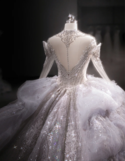 Gorgeous design purple crystal beaded princess fluffy floor-length wed –  PreppyDress