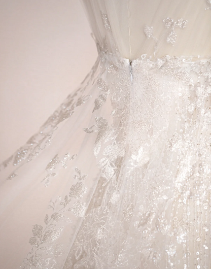 Elegant Temperament Strapless Mermaid Slim Fit Sequin Beaded White Wed PreppyDress Elegant Temperament Strapless Mermaid Slim Fit Sequin Beaded White Wed PreppyDress