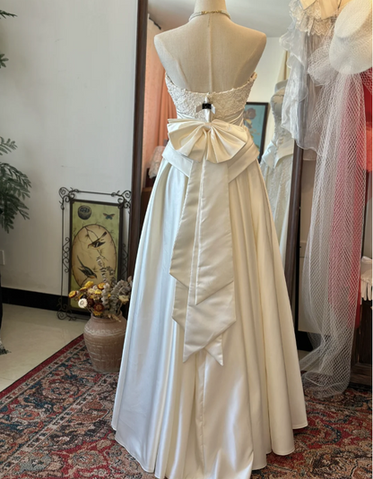 Vintage Strapless Heavy Beaded Cream Floor-Length Wedding Dress P2912 –  PreppyDress