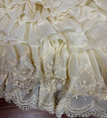 Vintage Ivory Sweetheart Neck Chiffon Lace Trim Wedding Dress P2958   PreppyDress