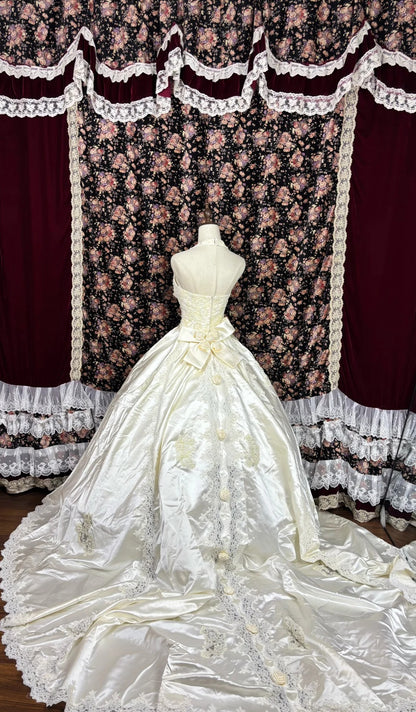Vintage Ivory Halter Neck Satin Hollow Lace Wedding Dress P2959 PreppyDress Vintage Ivory Halter Neck Satin Hollow Lace Wedding Dress P2959 PreppyDress