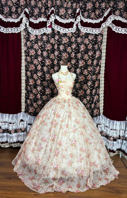 Super Fairy Rose Manor Blütenstiel-Trägerloses Bodenlanges Hochzeitskleid P2995