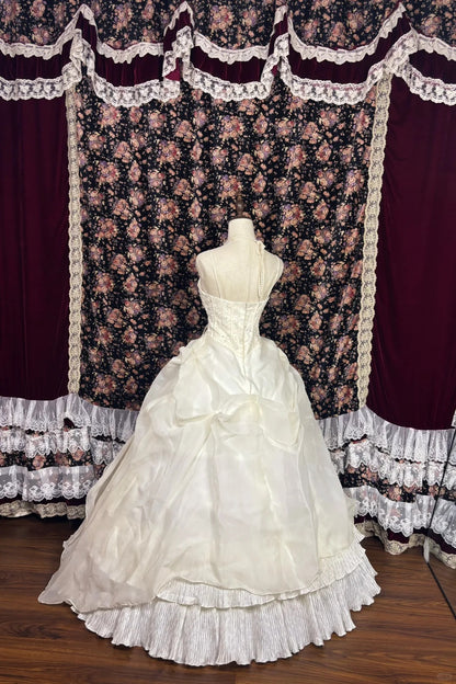 Cream Princess Strapless Waisted A-Line Wedding Dress P3000 – PreppyDress