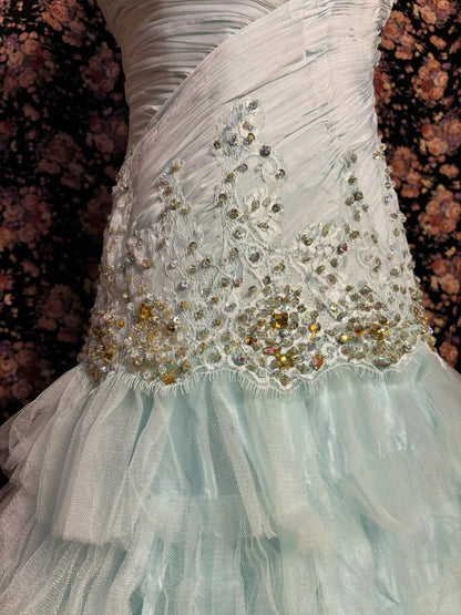 Elegant and gentle mint green heart-shaped collar beaded cake multi-la –  PreppyDress