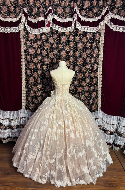 Sweet Pink Embroidered Lace 3D Flower Herringbone Princess Wedding Dre PreppyDress Sweet Pink Embroidered Lace 3D Flower Herringbone Princess Wedding Dre PreppyDress