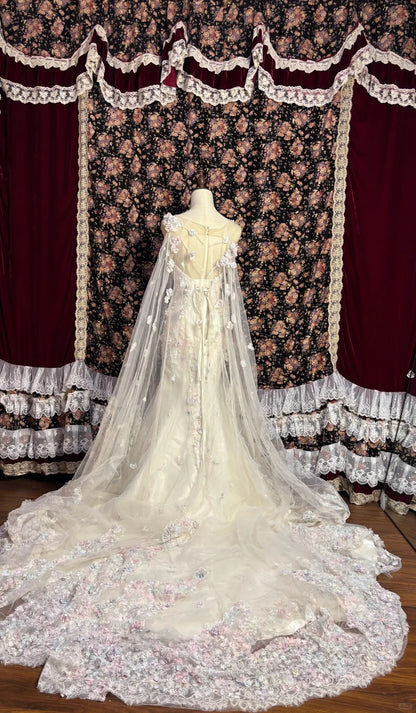 Fairy Heavy Industry 3D Flower Tulle Long Train Mermaid Wedding Dress PreppyDress Fairy Heavy Industry 3D Flower Tulle Long Train Mermaid Wedding Dress PreppyDress