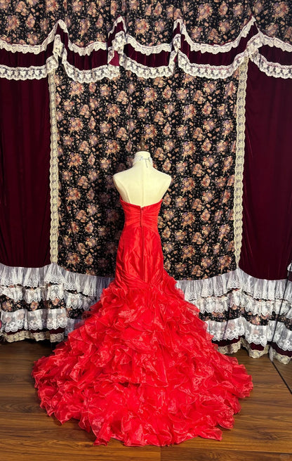 Beautiful red tube top beaded butterfly skirt mermaid wedding dress P3 –  PreppyDress