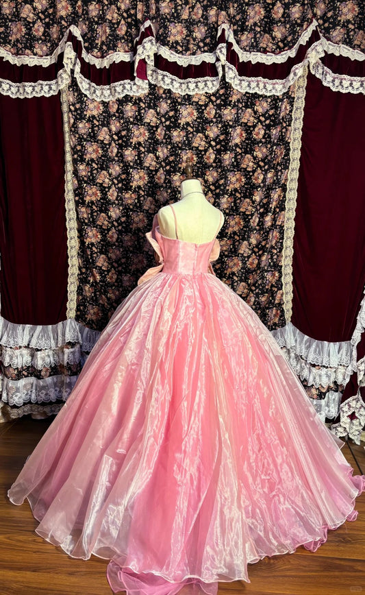 Pink Heavy Flower Beaded Rhinestone A-Line Wedding Dress P3046