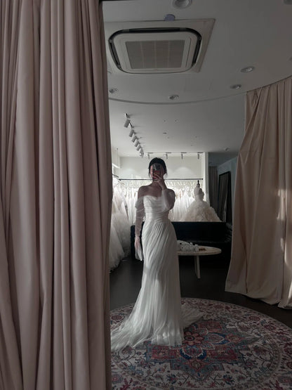 flowy dress with train ROSEE de MATIN TULLE AND TAFFETA MIDI DRESS IN LIGHT PURPLE main image 0