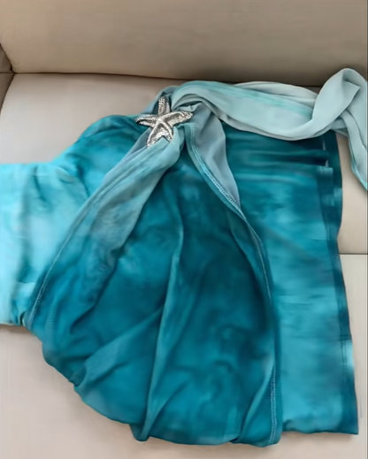 Gradient Blau Neckholder Schnürung Schmal Seestern Homecoming Kleid P3106