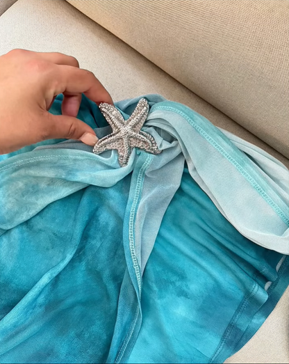 Gradient Blue Halter Neck Lace-Up Slim Starfish Homecoming Dress P3106 –  PreppyDress